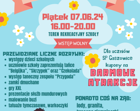 Szkoła Podstawowa im. Tadeusza Kościuszki w Gaszowicach zaprasza na piknik rodzinny !