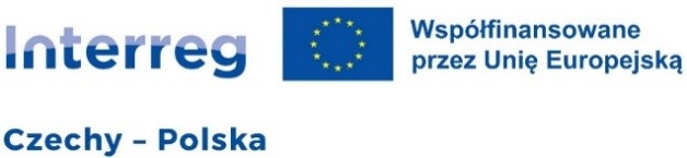 Grafika przedstawia: Logo Interreg Czechy - Polska, oraz informacje o dofinansowaniu przez Unię Europejską.