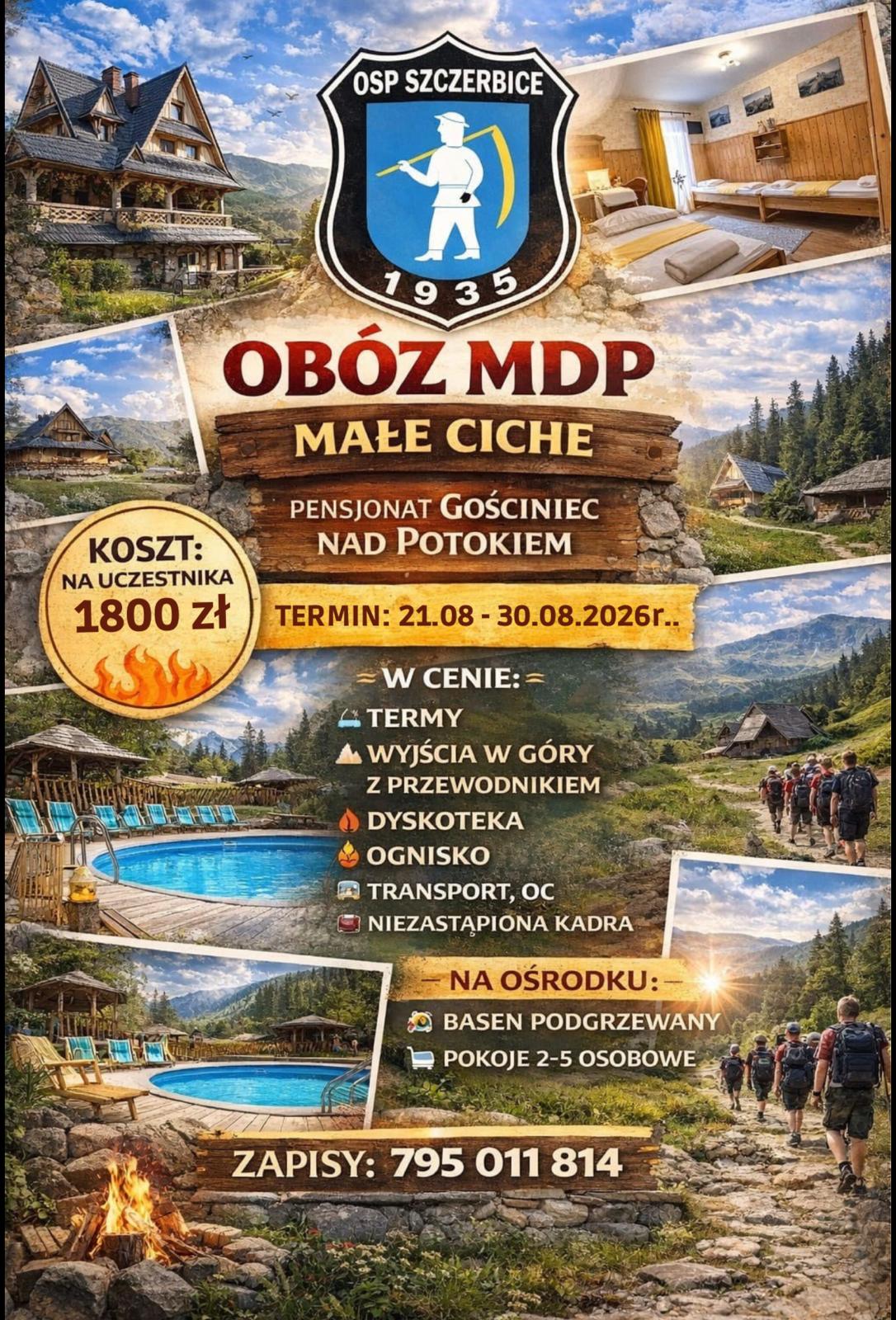 Plakat informujący o szczegółach wyjazdu w ramach obozu MDP, więcej informacji w publikacji poniżej. 