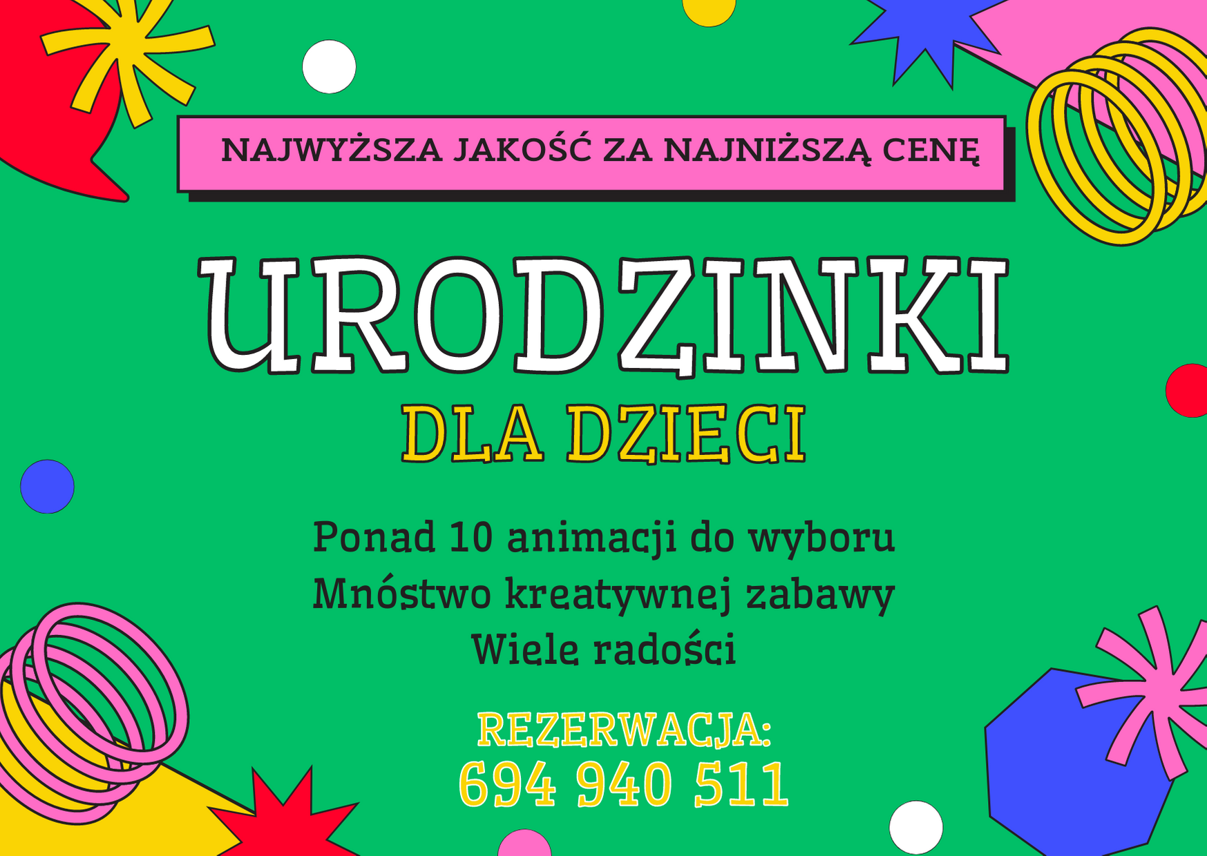 Spółdzielnia Socjalna "Horyzonty Kultury" z Czernicy wznawia organizację urodzinek w reżimie sanitarnym. Zapraszamy do kontaktu. tel 694940511 Ponad 10 animacji do wyboru. Mnóstwo kreatywnej zabawy. Wiele radości. Najwyższa jakość za najniższą cenę