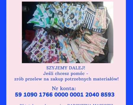  Stowarzyszenie "Spichlerz" i czerniccy seniorzy szyją maseczki dla okolicznych szpitali, ratowników medycznych, jednostek OSP i innych. Uszytych do tej pory zostało 2251 maseczek. Akcja ma powodzenie dzięki darowiznom na materiały.