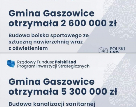 13,6 milionów dla gminy Gaszowice!