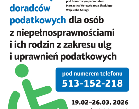  Bezpłatne konsultacje doradców podatkowych dla osób z niepełnosprawnościami i ich rodzin z zakresu ulg i uprawnień podatkowych